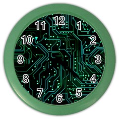 Circuits Circuit Board Green Color Wall Clock by Ndabl3x