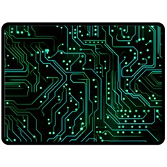 Circuits Circuit Board Green Fleece Blanket (large) by Ndabl3x