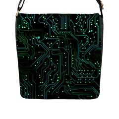 Circuits Circuit Board Green Flap Closure Messenger Bag (l) by Ndabl3x