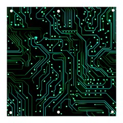 Circuits Circuit Board Green Banner And Sign 3  X 3  by Ndabl3x