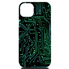 Circuits Circuit Board Green Iphone 14 Plus Black Uv Print Case by Ndabl3x