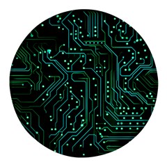 Circuits Circuit Board Green Round Glass Fridge Magnet (4 Pack) by Ndabl3x