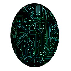 Circuits Circuit Board Green Oval Glass Fridge Magnet (4 Pack) by Ndabl3x