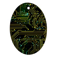 Circuits Circuit Board Yelow Ornament (oval) by Ndabl3x