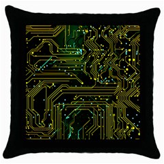 Circuits Circuit Board Yelow Throw Pillow Case (black) by Ndabl3x