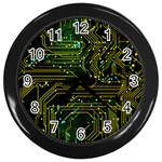 Circuits Circuit Board Yelow Wall Clock (Black) Front