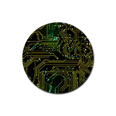 Circuits Circuit Board Yelow Rubber Coaster (round) by Ndabl3x