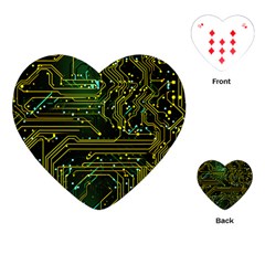 Circuits Circuit Board Yelow Playing Cards Single Design (heart) by Ndabl3x