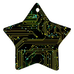 Circuits Circuit Board Yelow Star Ornament (two Sides) by Ndabl3x