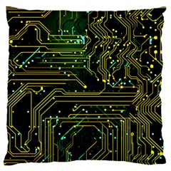 Circuits Circuit Board Yelow Large Cushion Case (one Side) by Ndabl3x