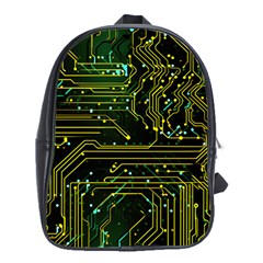 Circuits Circuit Board Yelow School Bag (xl) by Ndabl3x