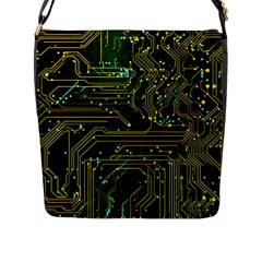 Circuits Circuit Board Yelow Flap Closure Messenger Bag (l) by Ndabl3x