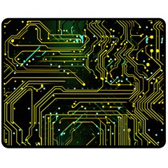 Circuits Circuit Board Yelow Two Sides Fleece Blanket (medium) by Ndabl3x