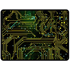 Circuits Circuit Board Yelow Two Sides Fleece Blanket (large) by Ndabl3x