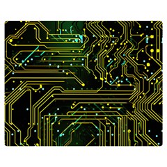 Circuits Circuit Board Yelow Two Sides Premium Plush Fleece Blanket (medium) by Ndabl3x