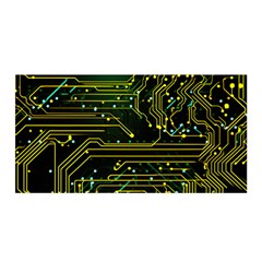 Circuits Circuit Board Yelow Satin Wrap 35  X 70  by Ndabl3x