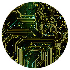 Circuits Circuit Board Yelow Round Trivet by Ndabl3x