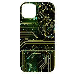 Circuits Circuit Board Yelow Iphone 14 Plus Black Uv Print Case by Ndabl3x