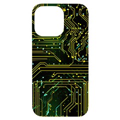 Circuits Circuit Board Yelow Iphone 14 Pro Max Black Uv Print Case by Ndabl3x