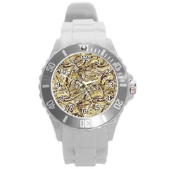 Marble Texture Pattern Seamless Round Plastic Sport Watch (L)