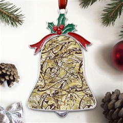 Marble Texture Pattern Seamless Metal Holly Leaf Bell Ornament