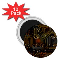 Circuits Circuit Board Orange Technology 1 75  Magnets (10 Pack)  by Ndabl3x