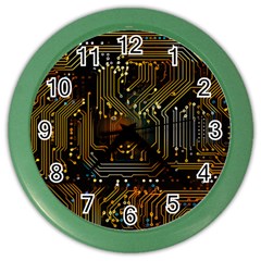 Circuits Circuit Board Orange Technology Color Wall Clock by Ndabl3x