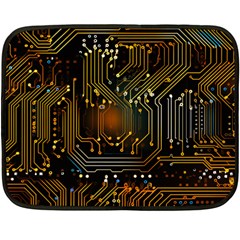 Circuits Circuit Board Orange Technology Two Sides Fleece Blanket (mini) by Ndabl3x