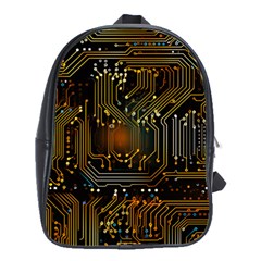 Circuits Circuit Board Orange Technology School Bag (large) by Ndabl3x