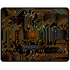 Circuits Circuit Board Orange Technology Two Sides Fleece Blanket (medium) by Ndabl3x