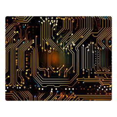 Circuits Circuit Board Orange Technology Two Sides Premium Plush Fleece Blanket (large) by Ndabl3x