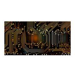 Circuits Circuit Board Orange Technology Satin Wrap 35  X 70  by Ndabl3x