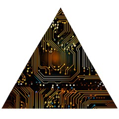 Circuits Circuit Board Orange Technology Wooden Puzzle Triangle by Ndabl3x