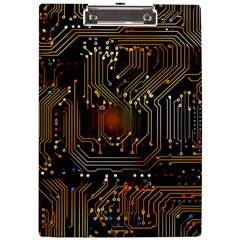 Circuits Circuit Board Orange Technology A4 Acrylic Clipboard by Ndabl3x