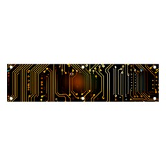 Circuits Circuit Board Orange Technology Banner And Sign 4  X 1  by Ndabl3x