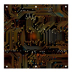 Circuits Circuit Board Orange Technology Banner And Sign 4  X 4  by Ndabl3x