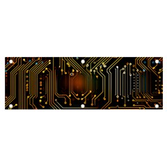 Circuits Circuit Board Orange Technology Banner And Sign 6  X 2  by Ndabl3x