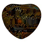 Circuits Circuit Board Orange Technology Heart Glass Fridge Magnet (4 pack) Front