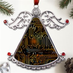 Circuits Circuit Board Orange Technology Metal Angel With Crystal Ornament by Ndabl3x