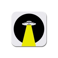 Ufo Flying Saucer Extraterrestrial Rubber Square Coaster (4 Pack)