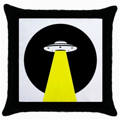 Ufo Flying Saucer Extraterrestrial Throw Pillow Case (black) by Cendanart