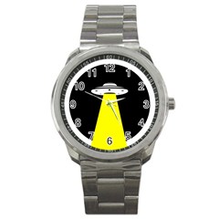 Ufo Flying Saucer Extraterrestrial Sport Metal Watch by Cendanart