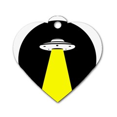 Ufo Flying Saucer Extraterrestrial Dog Tag Heart (one Side) by Cendanart