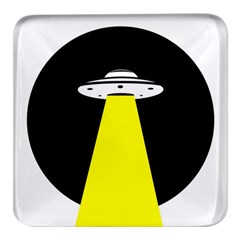 Ufo Flying Saucer Extraterrestrial Square Glass Fridge Magnet (4 Pack) by Cendanart