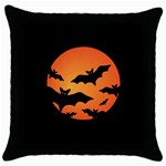 Halloween Bats Moon Full Moon Throw Pillow Case (Black) Front