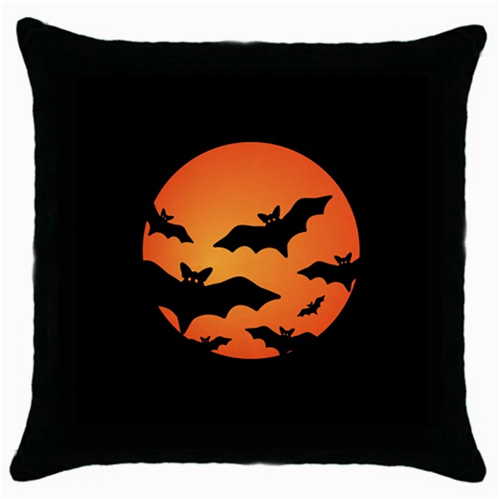 Halloween Bats Moon Full Moon Throw Pillow Case (Black)