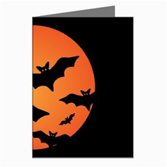 Halloween Bats Moon Full Moon Greeting Cards (pkg Of 8) by Cendanart