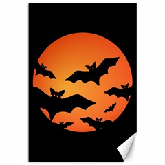 Halloween Bats Moon Full Moon Canvas 12  X 18  by Cendanart