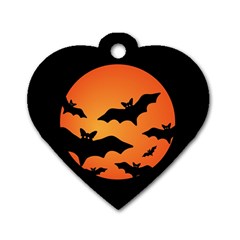 Halloween Bats Moon Full Moon Dog Tag Heart (one Side)