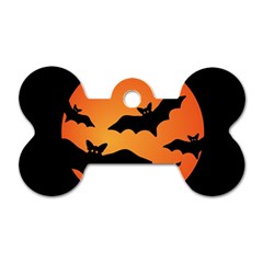 Halloween Bats Moon Full Moon Dog Tag Bone (one Side)